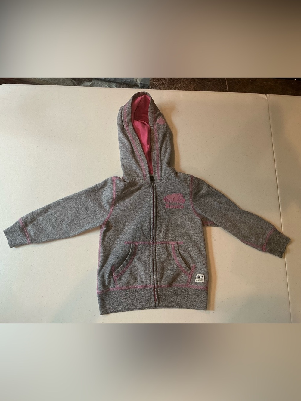 Girls 3T Roots Gray Hoodie with Pink Accents